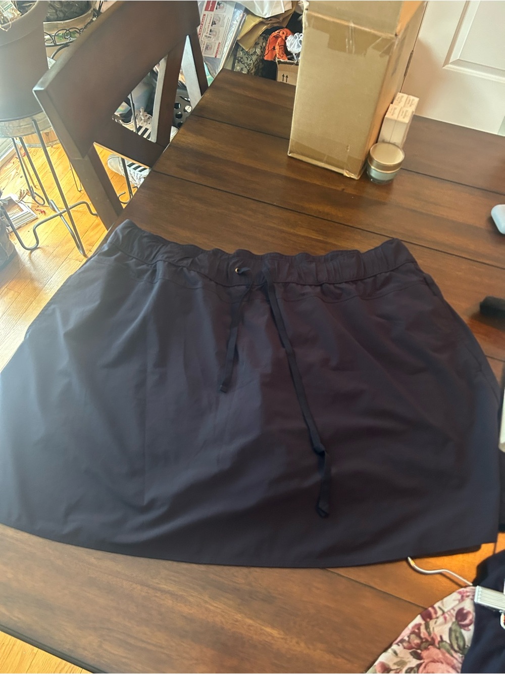 Talbots Navy Drawstring Mini Skirt